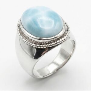 Larimar Sterling Silver Ring Size 7 Caribbean Blue
